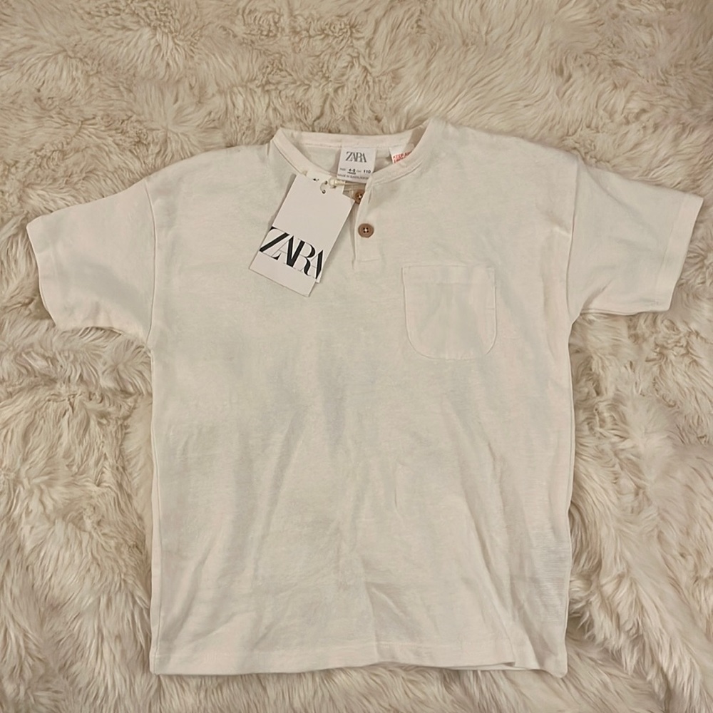 Zara 100% Cotton Henley Tee